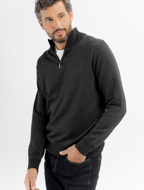 Remera medio cierre Tilo gris