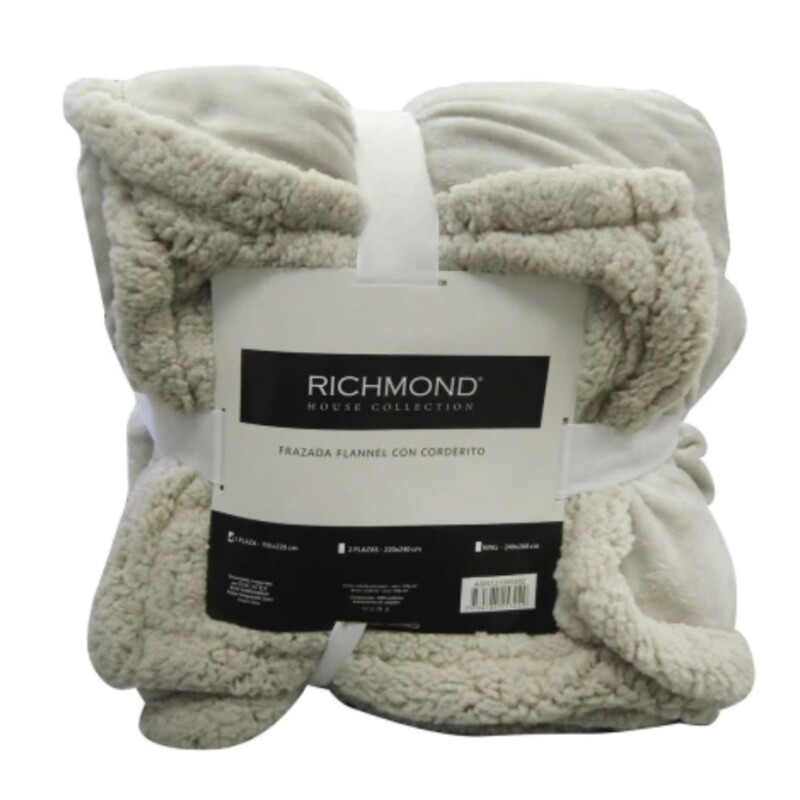 Frazada Richmond Con Corderito 1 Plaza Beige