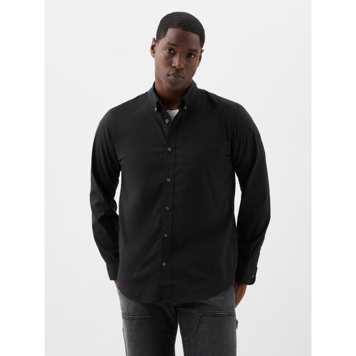 V-LS STANDARD STRETCH POPLIN - TRUE BLACK V2 