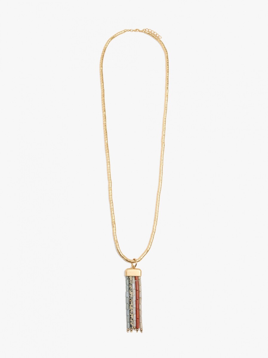 Collar Largo Cuentas De Piedra - multicolor 