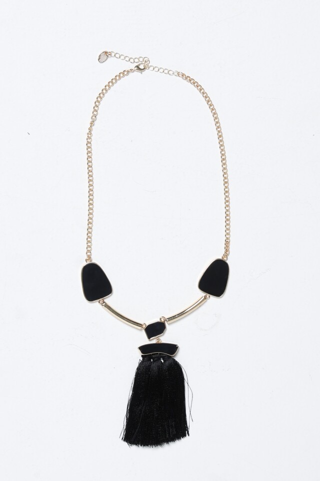 Collar con cadena en carey negro