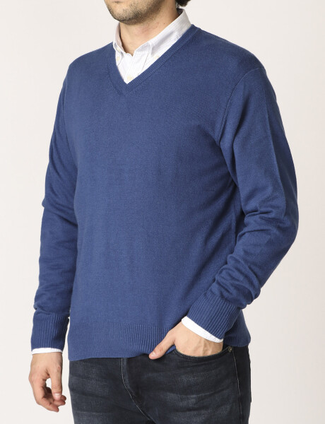 470318 SWEATER V HARRINGTON LABEL Royal