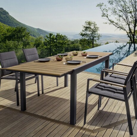 Mesa de jardin extensible Osaka - Negra Mesa de jardin extensible Osaka - Negra