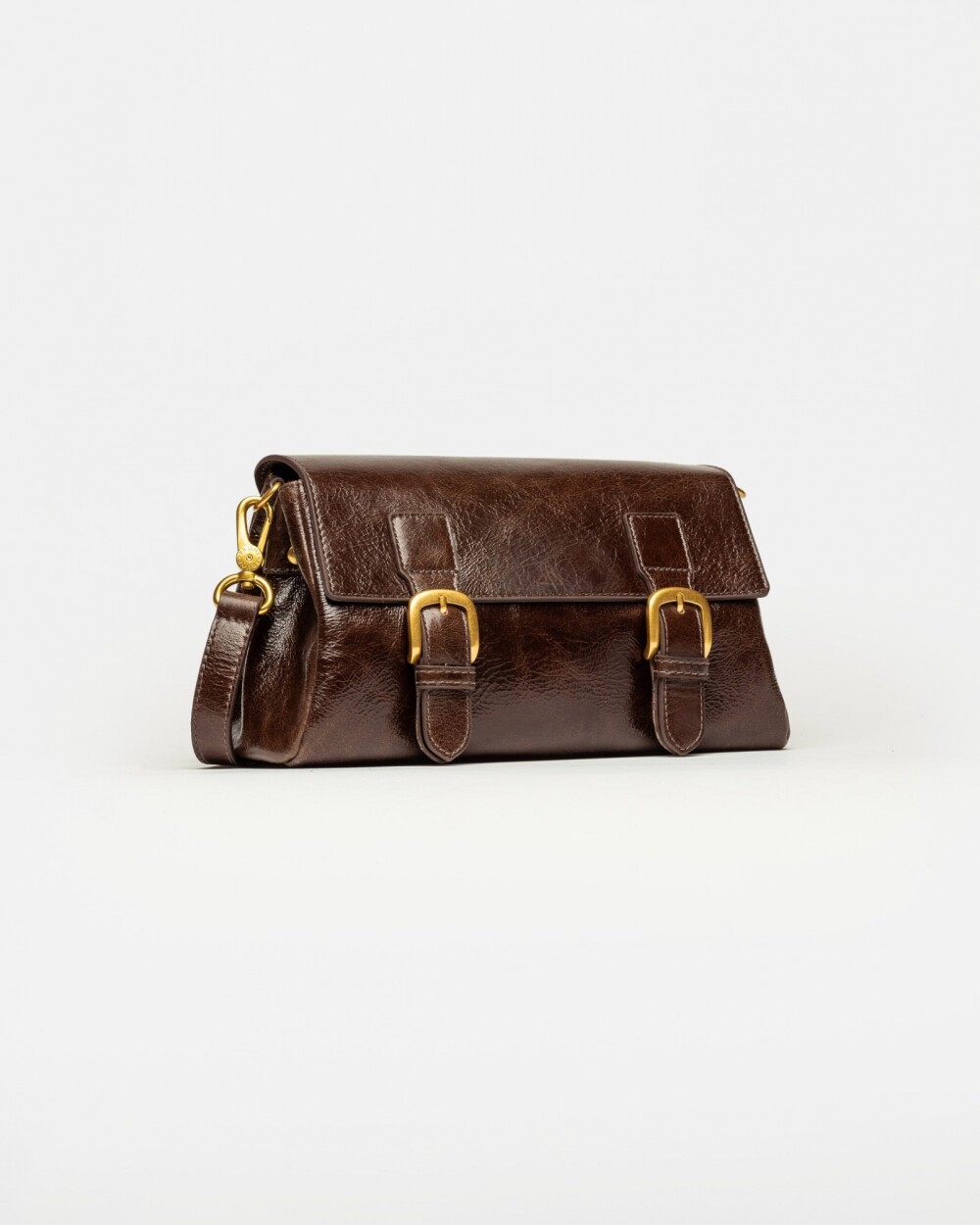 Bandolera Elise en cuero arrugado Marron