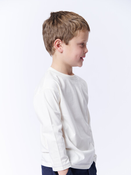 REMERA Manga larga ESTAMPA Contraste Pespunte Blanca