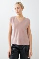 Blusa lurex escote V rosa