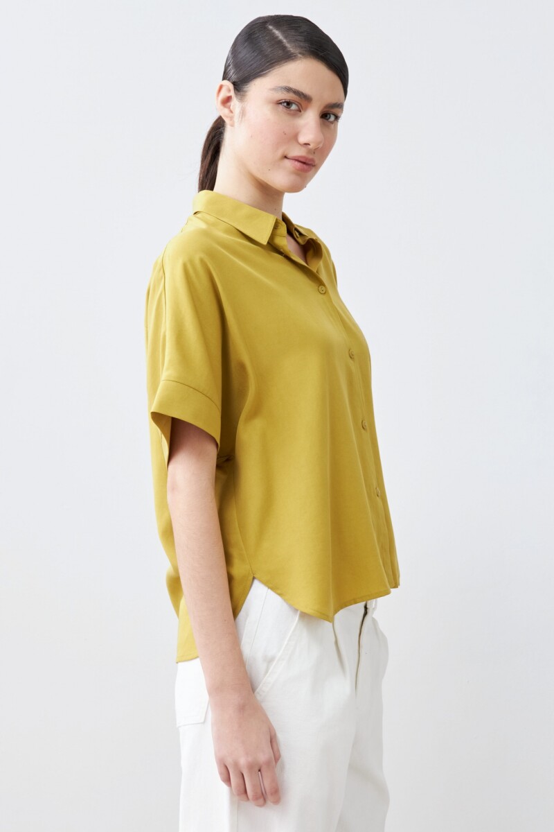 Camisa de lyocell manga corta pistacho