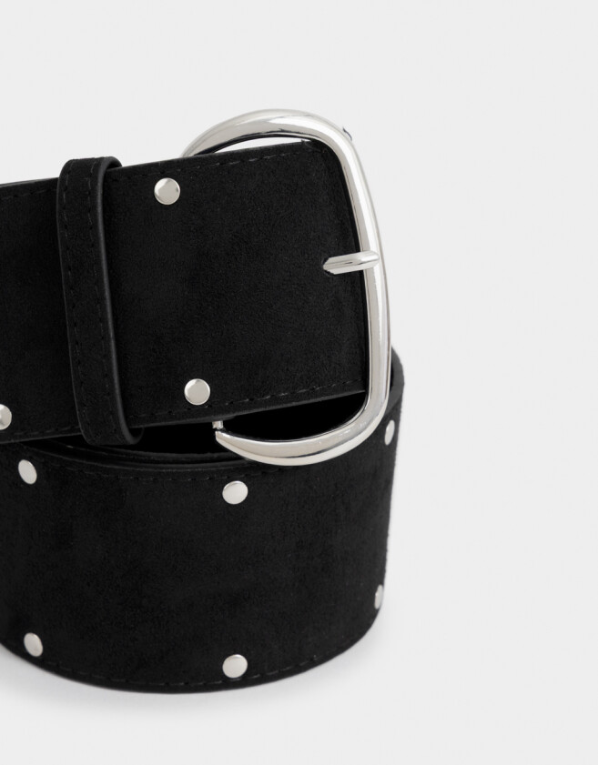 Cinturones y Fajas Cinturón Suede Tachas - Negro