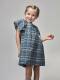 Vestido De Cuadros Con Volantes Azul