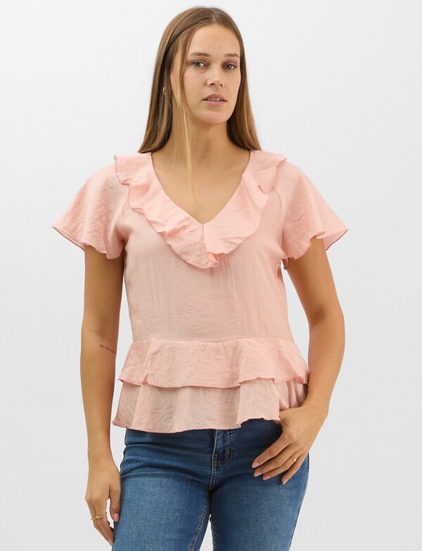 Blusa Satén Péplum ROSA
