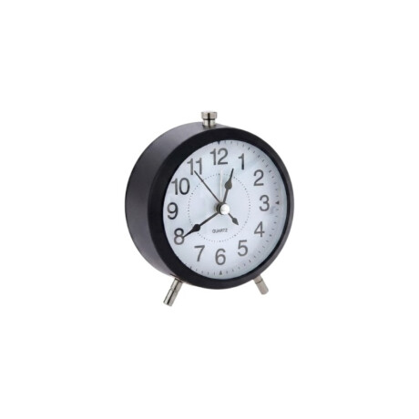 Reloj Analógico redondo con patitas plateadas Negro