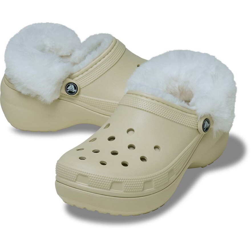 Classic Platform Fuzz Lined Clog W Bone