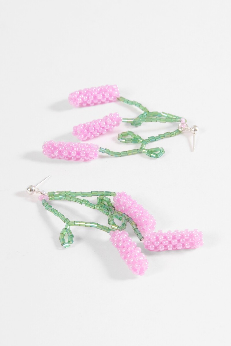 Caravanas flor tulip mostacillas lila