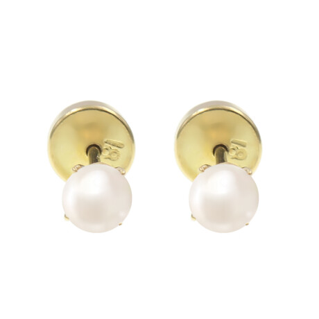 Caravanas Bebe de oro 18k con perla de cultivo en cuatro puntas Caravanas Bebe de oro 18k con perla de cultivo en cuatro puntas