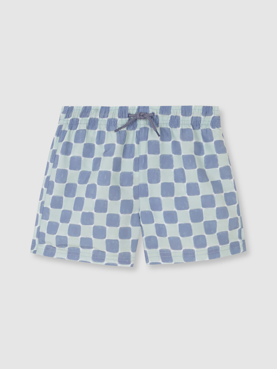 Bañador Estampado Cuadros Azul