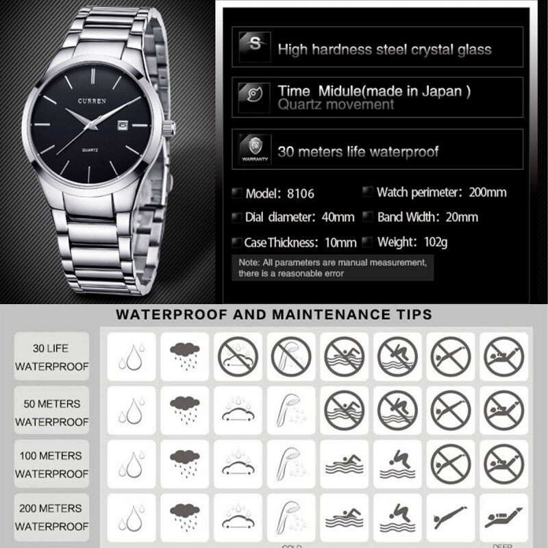 Reloj Curren Hombre De Cuarzo Con Correa De Acero Silver Y Fondo Negro