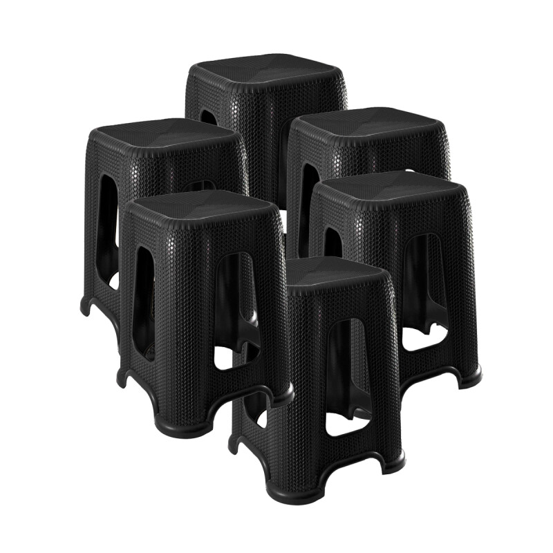 Set x6 Banquetas simil ratán NEGRO