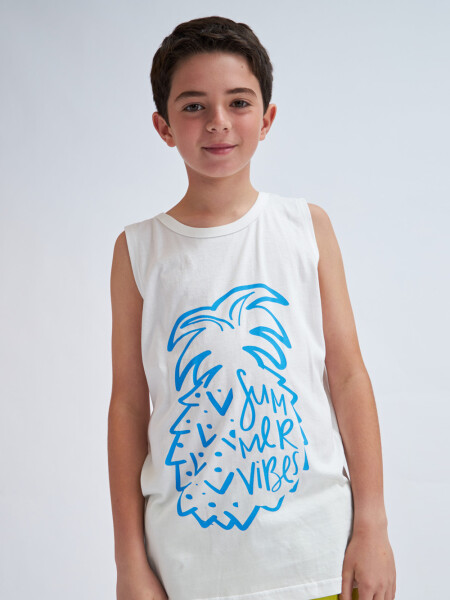 Camiseta sin mangas Summer- Blanco