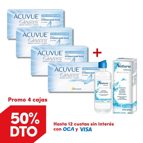Acuvue Oasys Tórico - PROMO 4 Cajas + Renú Natura Acuvue Oasys Tórico - Promo 4 Cajas + Renú Natura