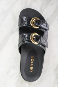 Sandalia Hebillas Croco Negro
