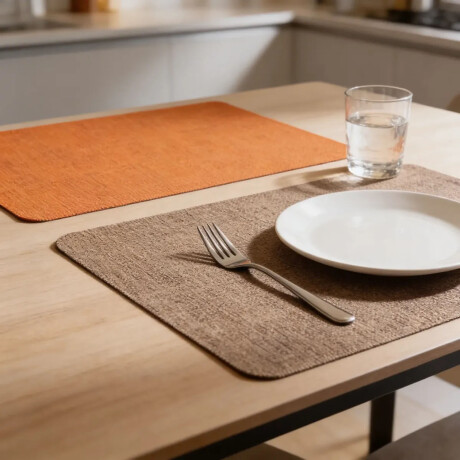 Mantel Individual Doble Cara Rectangular Premium Tex en PVC Caramelo/nude