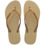 Sandalias Havaianas Slim Glitter II Mujer Arena/Luz De Oro Metalico