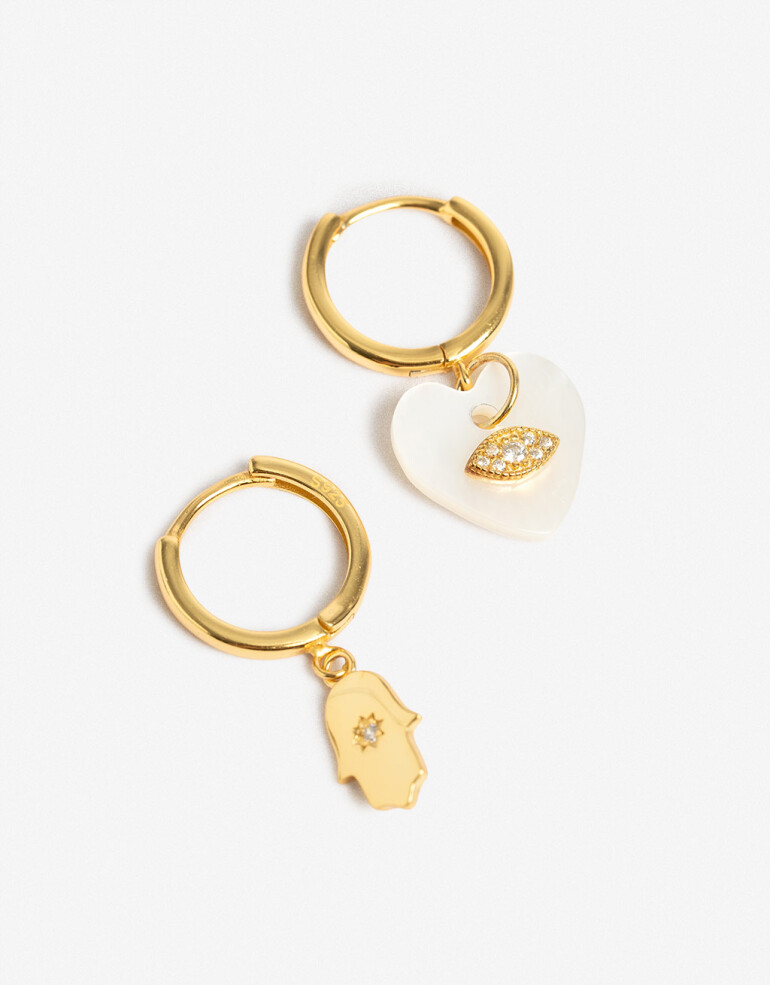 Aros Argollas Metal Argollas Asimétricas Plata 925 - Dorado