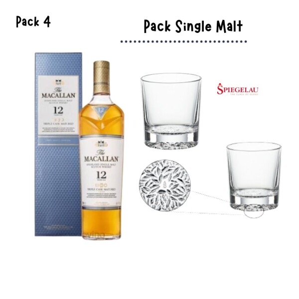 Pack Macallan 12 años , Set de dos vasos de whisky Spiegelau Lounge 2.0 Pack Macallan 12 años , Set de dos vasos de whisky Spiegelau Lounge 2.0