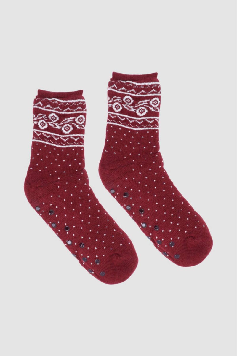 Medias ultra abrigo forradas con abs - Bordeaux 