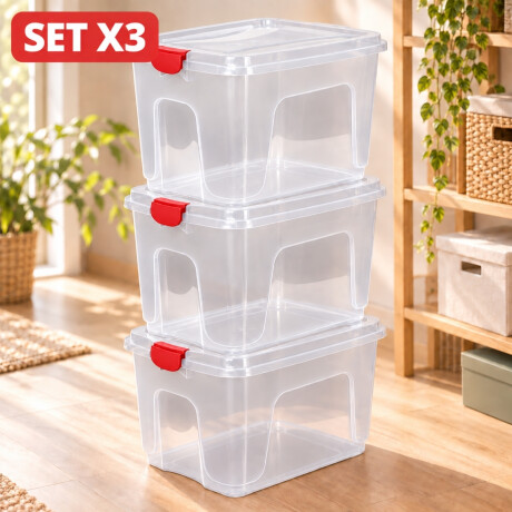 Set x3 Caja organizadora 65 lts TRANSPARENTE