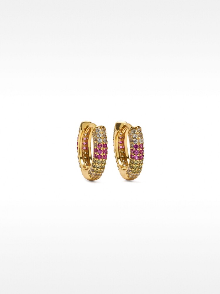 Aros Con Cristales - Plata De Ley 925 multicolor