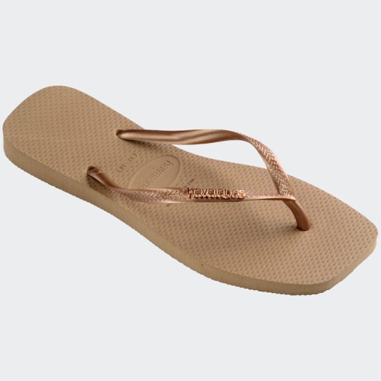 Ojotas Havaianas Slim Square Logo Metallic Dorado