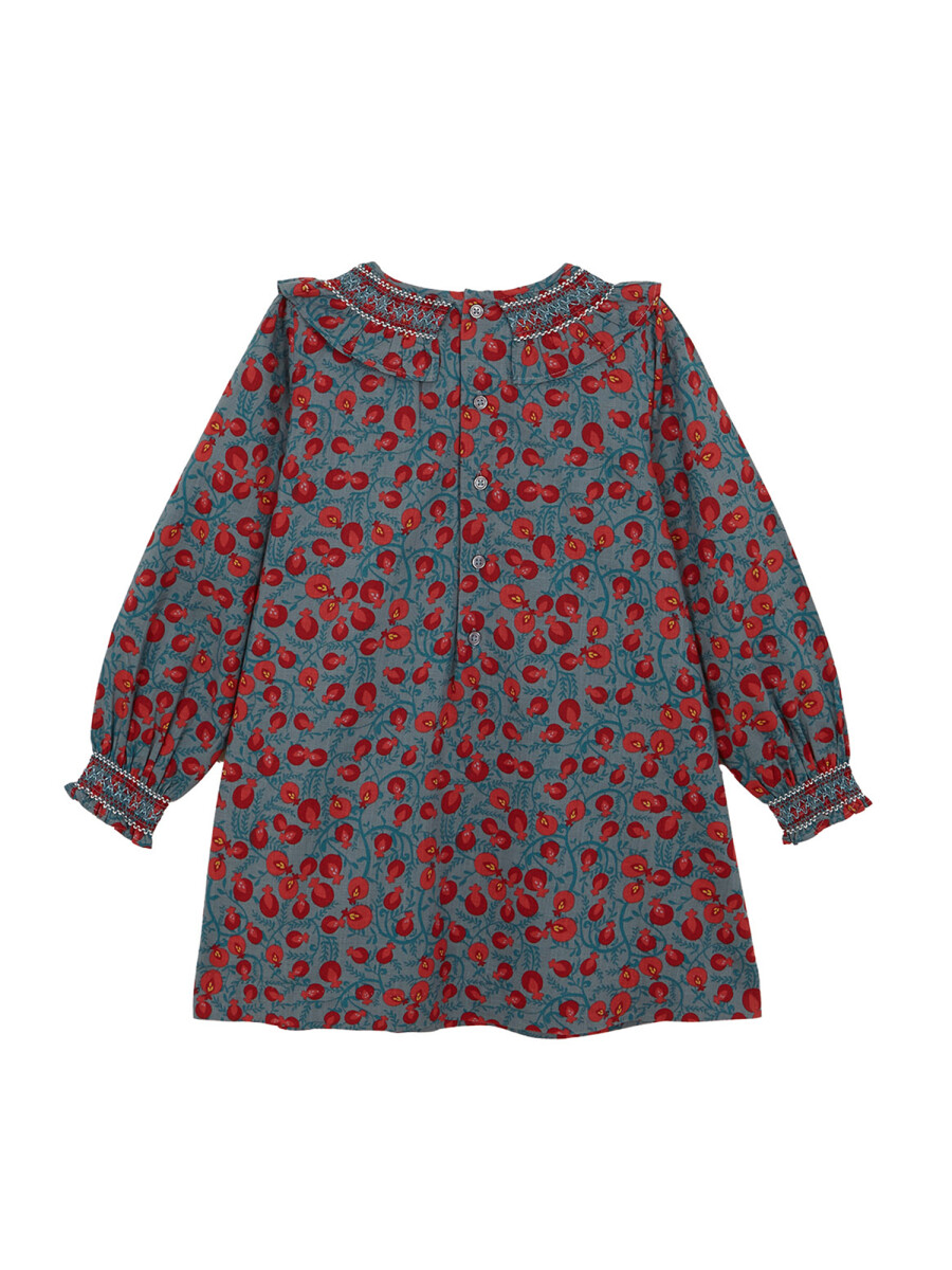 Vestido Cuello Nido De Abeja Turquesa