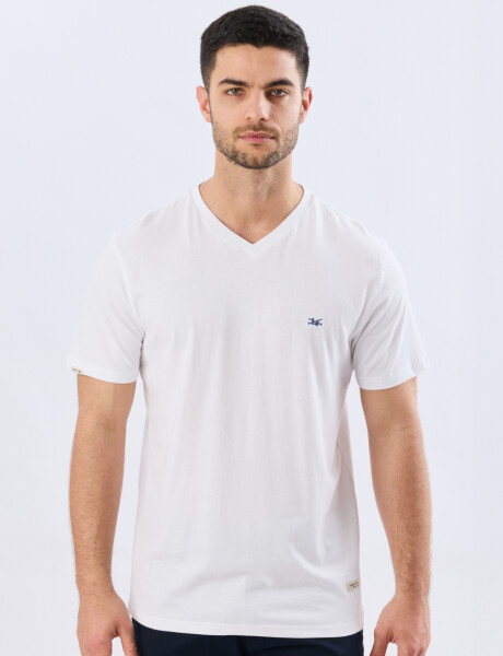 REMERA BÁSICA V DE ALGODÓN Blanco