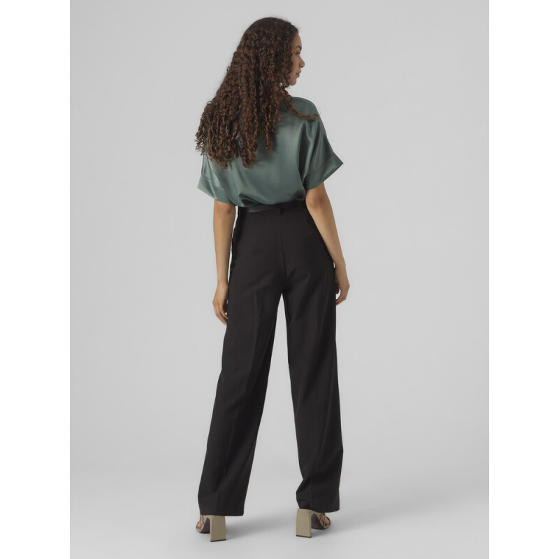 VMMERLE 2/4 O-NECK TOP WVN GA NOOS Dark Forest