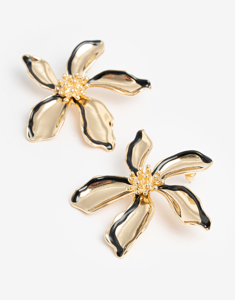 Aros Colgantes Cortos Metal Aros Colgantes Cortos Flor - Plateado Rodio