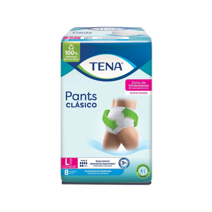 TENA PANTS CLASICO GDE PAQ. X 8 UNID. única
