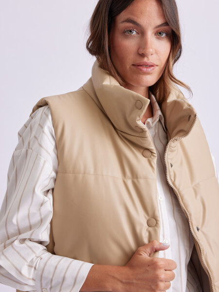 Chaleco pu Beige