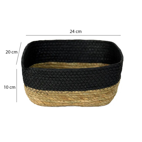 Cesto Canasto Fibra Natural Paramount Decoración 24x20x10Cm Negro