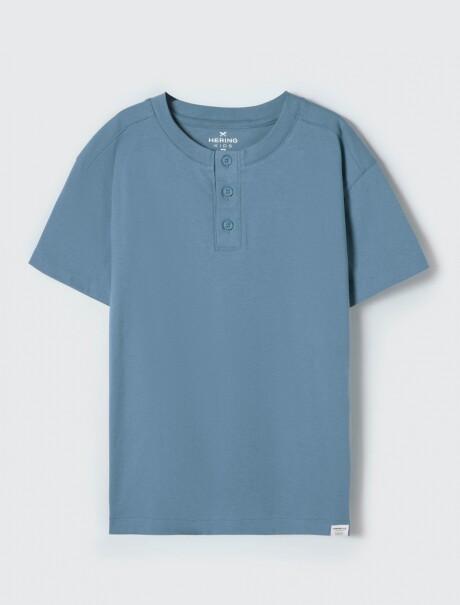 CAMISETA INFANTIL CON CUELLO AZUL