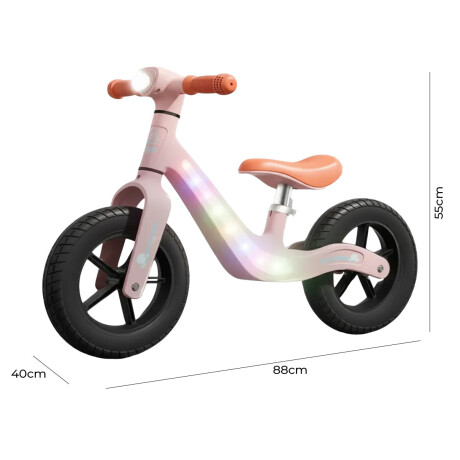 Bicicleta De Equilibrio Sin Pedales C/Luz R10 Niños Rosa