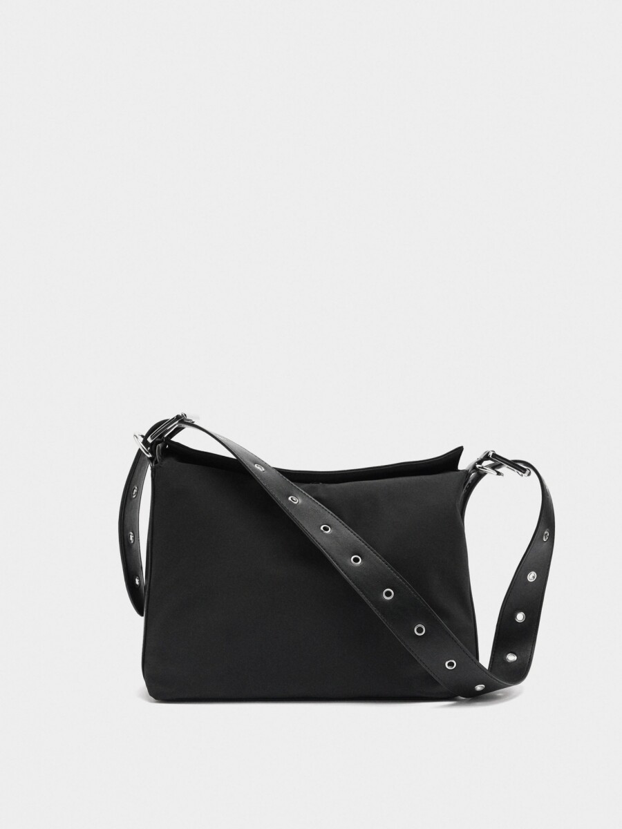 Bolso De Hombro Liso De Nylon negro