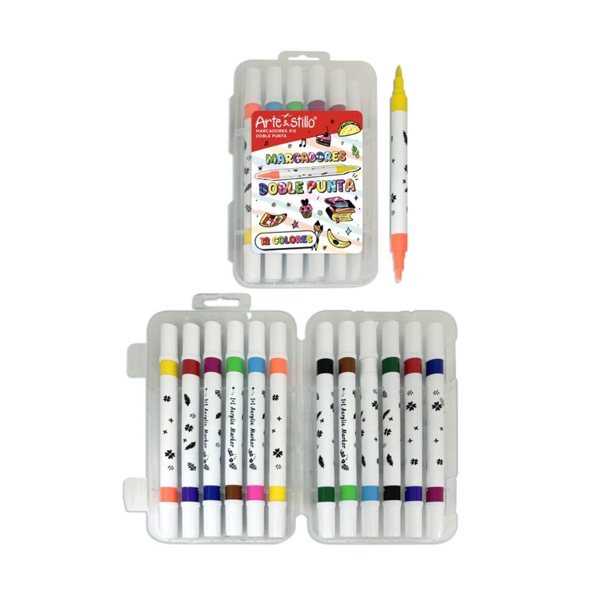 Set 12 Marcadores Arte Stillo Doble Punta 