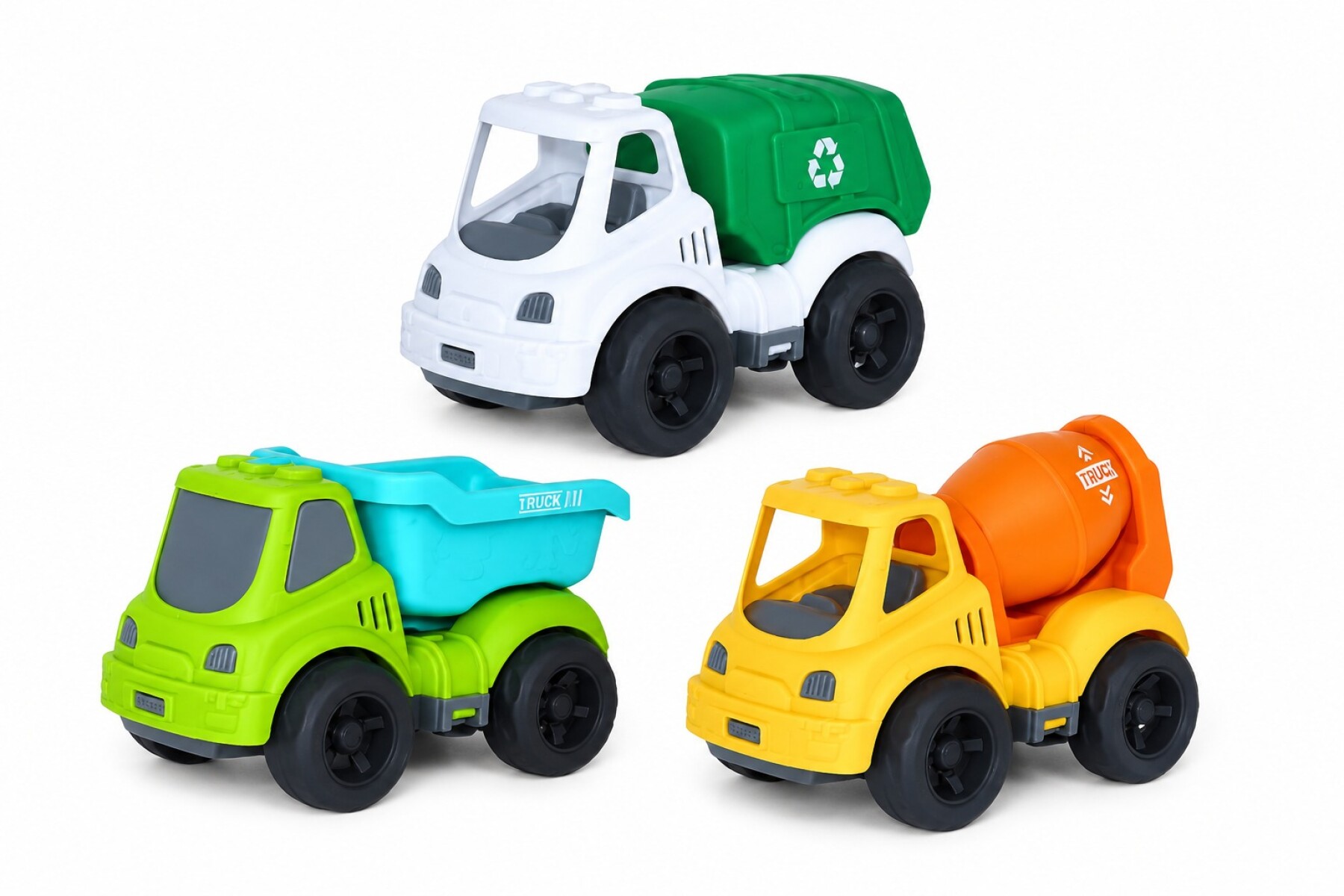 Set 3 vehiculos plastico ECO - verde 