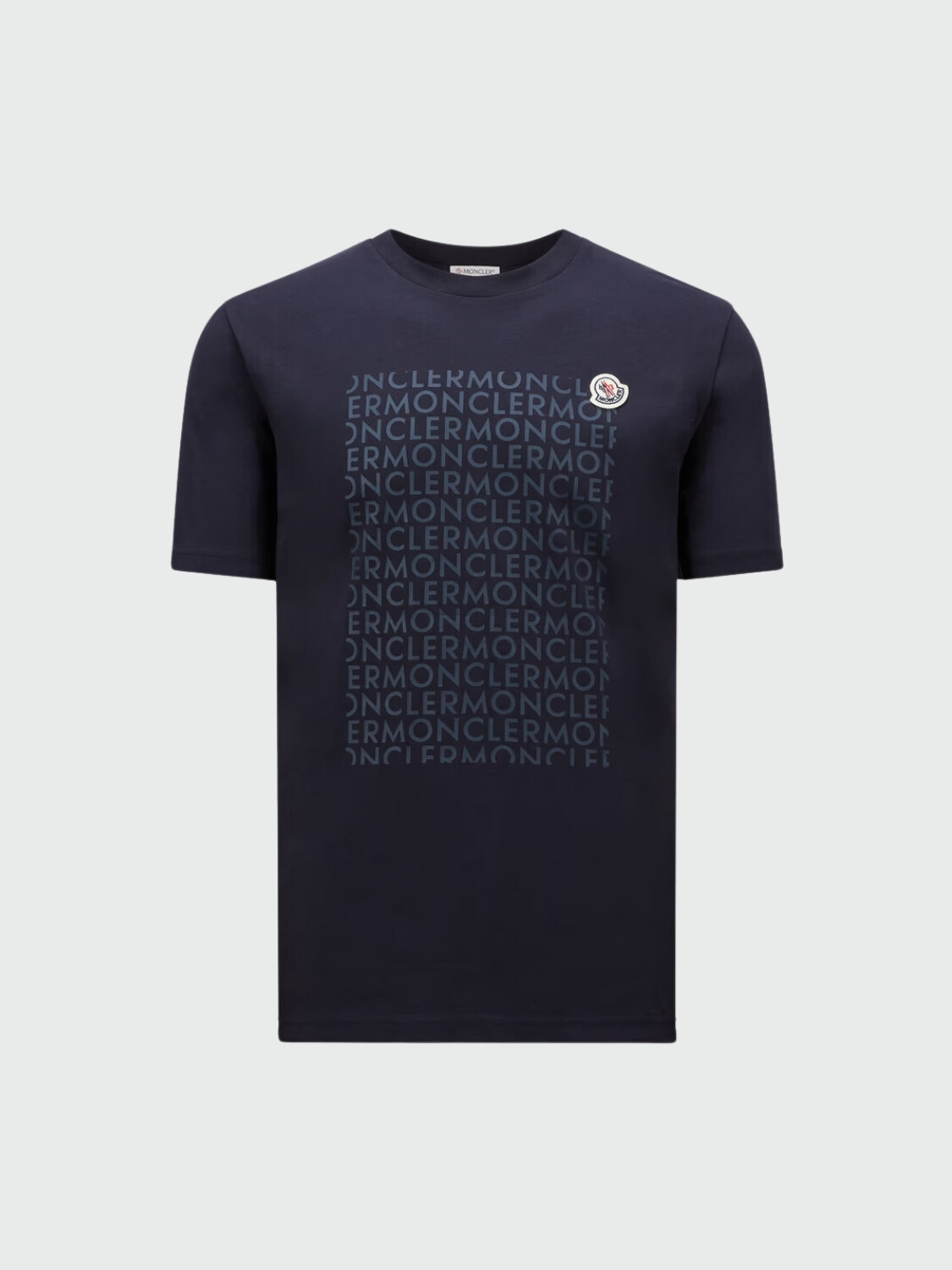 Moncler - Remera de algodón estampada con el nombre de la marca Azul