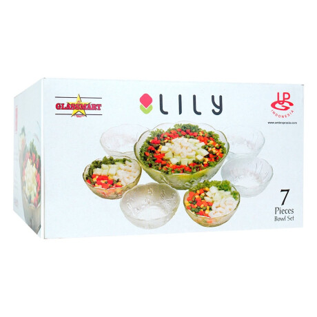 Set de 7 bowls de vidrio labrado Set de 7 bowls de vidrio labrado