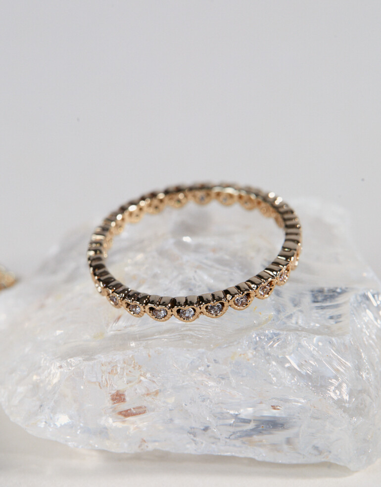 Sets Anillos Strass Set De Anillos Corazón Cubic - Dorado