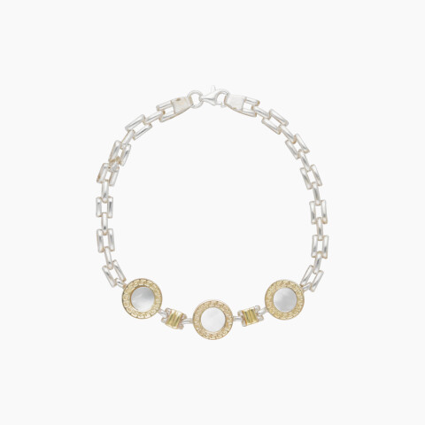 Pulsera en plata y oro con 3 nácar Pulsera En Plata Y Oro Con 3 Nácar