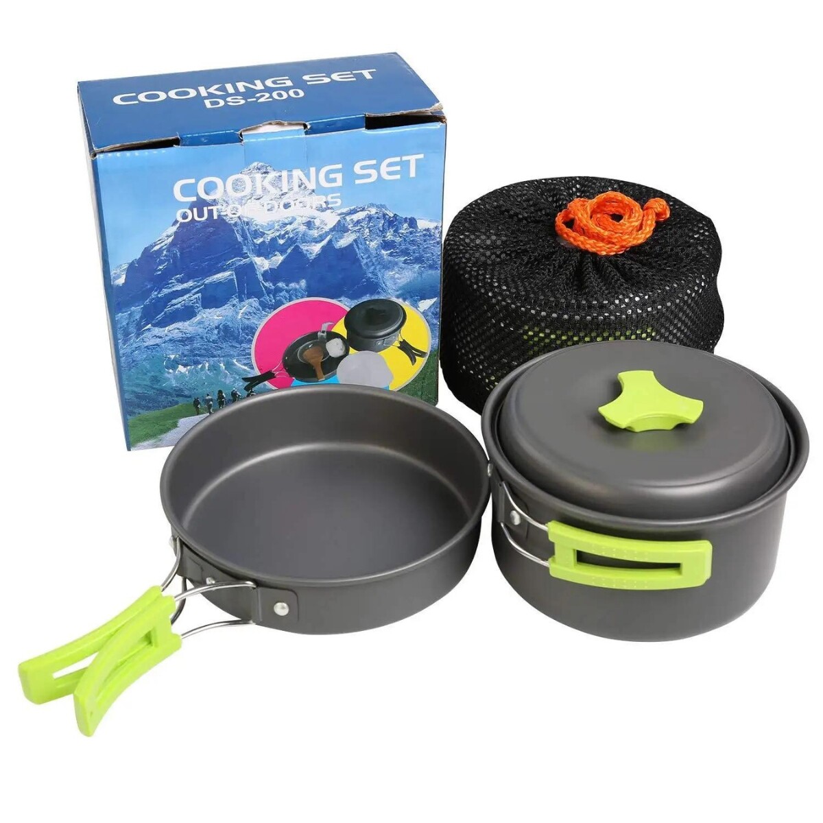 Juego de ollas para camping - 5 piezas - Verde 