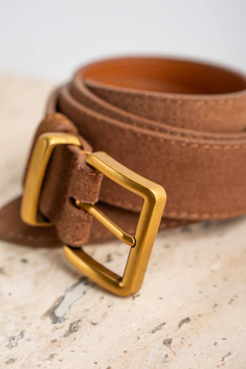 Cinto Gamuza Cuero Marron